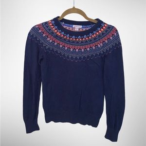 Merona from Target Fair Isle pattern blue/red sweater  Cotton blend ,classic XS